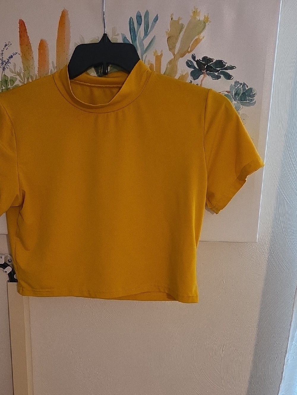Yellow Mock Neck Crop Top - Women